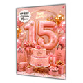 15th Birthday Card Girls Handbag Granddaughter Daughter Niece Large A5 Size