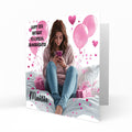 Personalised 12th 13th 14th 15th 16th Birthday Card for Girls, Teenager, Granddaughter Niece Daughter Sister Friend Texting, Mobile Phone