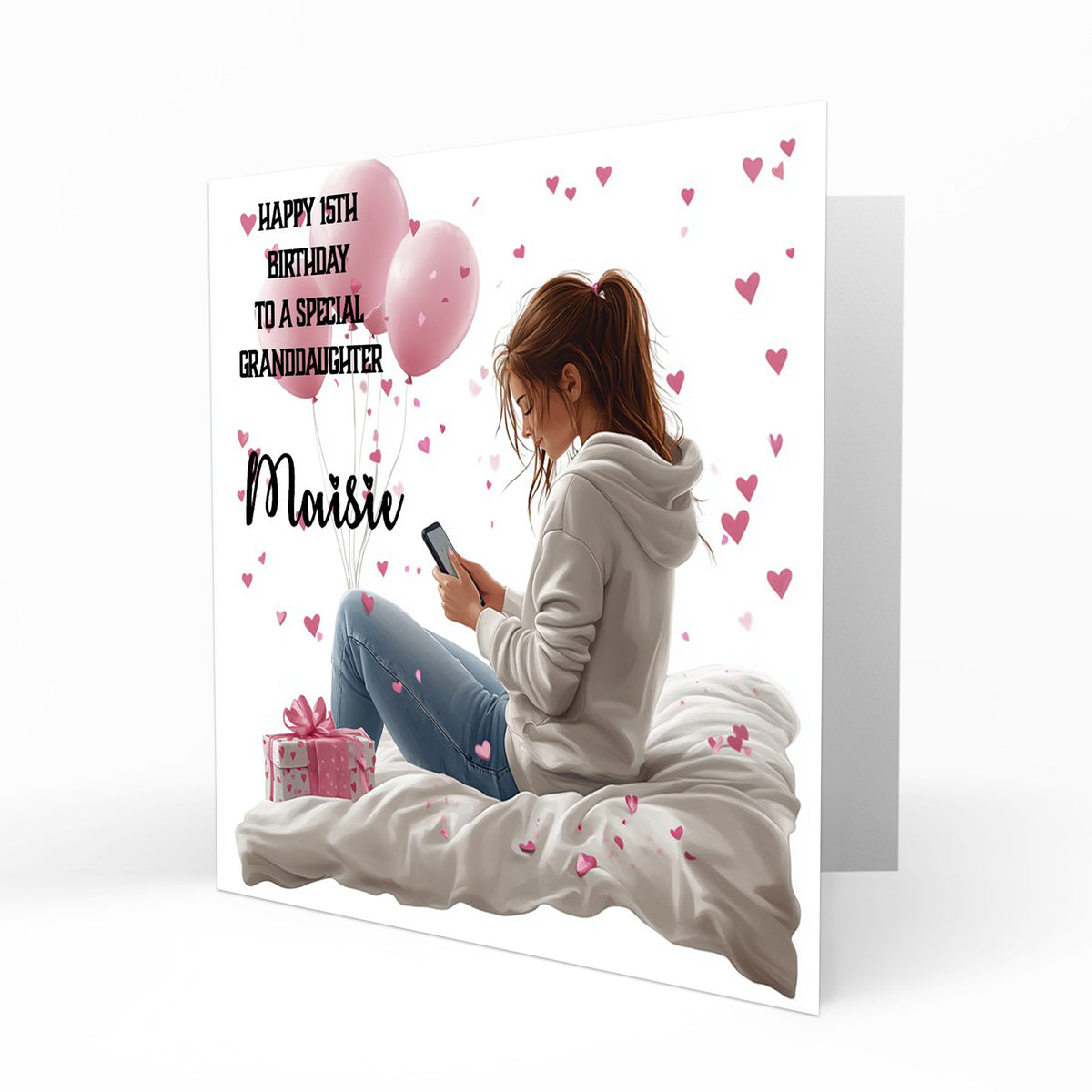 Personalised 12th 13th 14th 15th 16th Birthday Card for Girls, Teenager, Granddaughter Niece Daughter Sister Friend Texting, Mobile Phone
