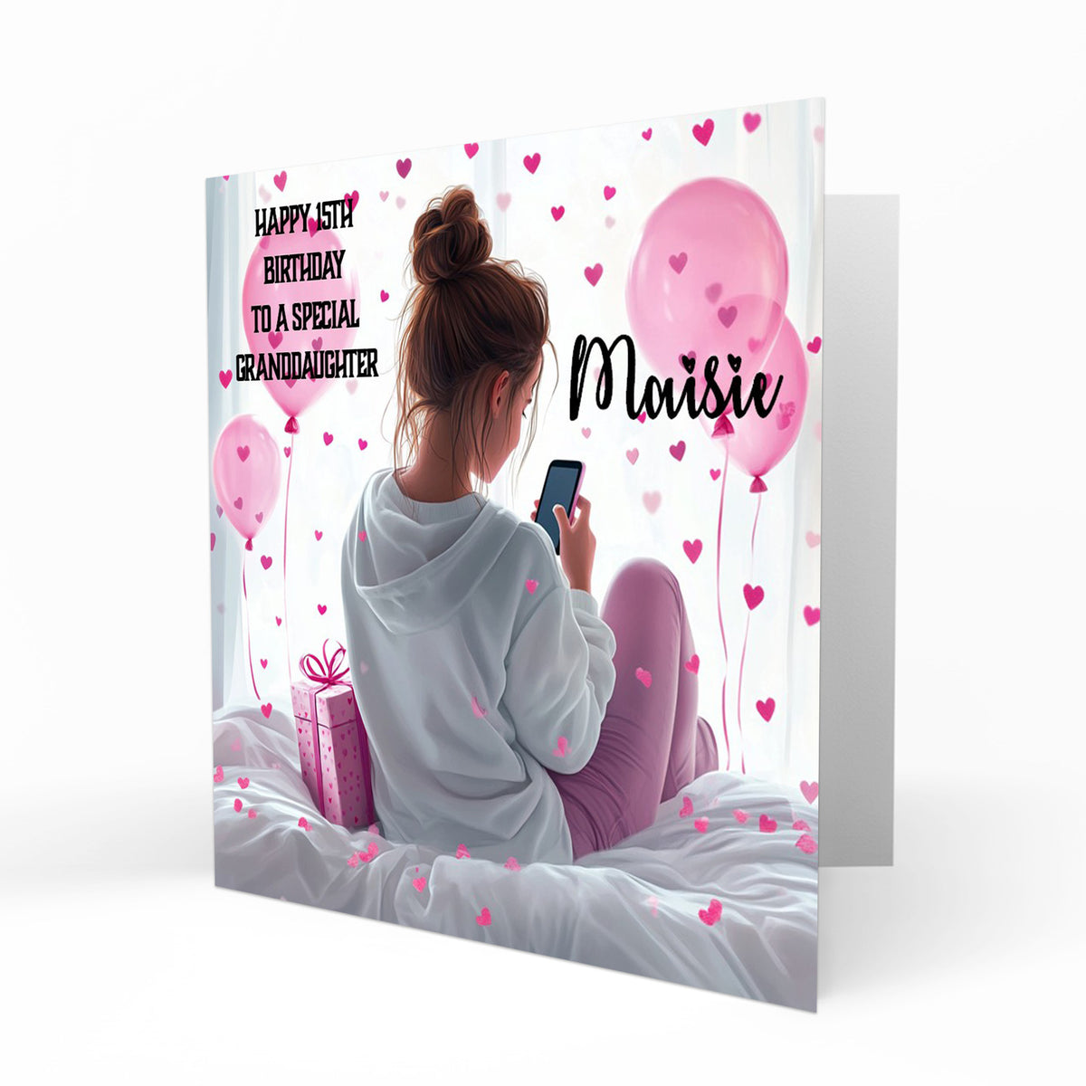 Personalised 12th 13th 14th 15th 16th Birthday Card for Girls, Teenager, Granddaughter Niece Daughter Sister Friend Texting, Mobile Phone