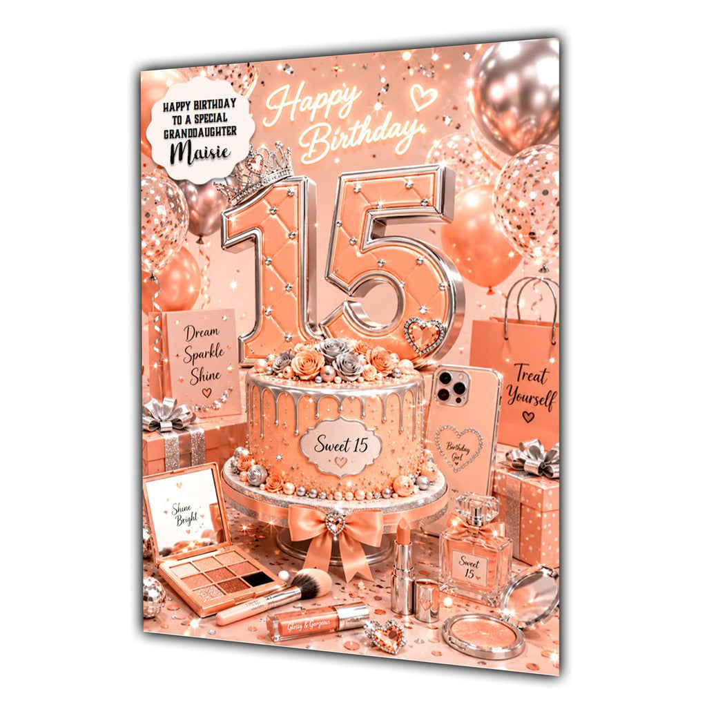 15th Birthday Card Girls Make U Granddaughter Daughter Friend Large A5 Size
