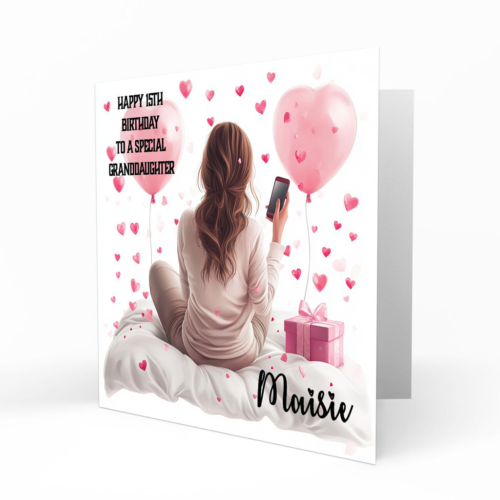 Personalised 12th 13th 14th 15th 16th Birthday Card for Girls, Teenager, Granddaughter Niece Daughter Sister Friend Texting, Mobile Phone