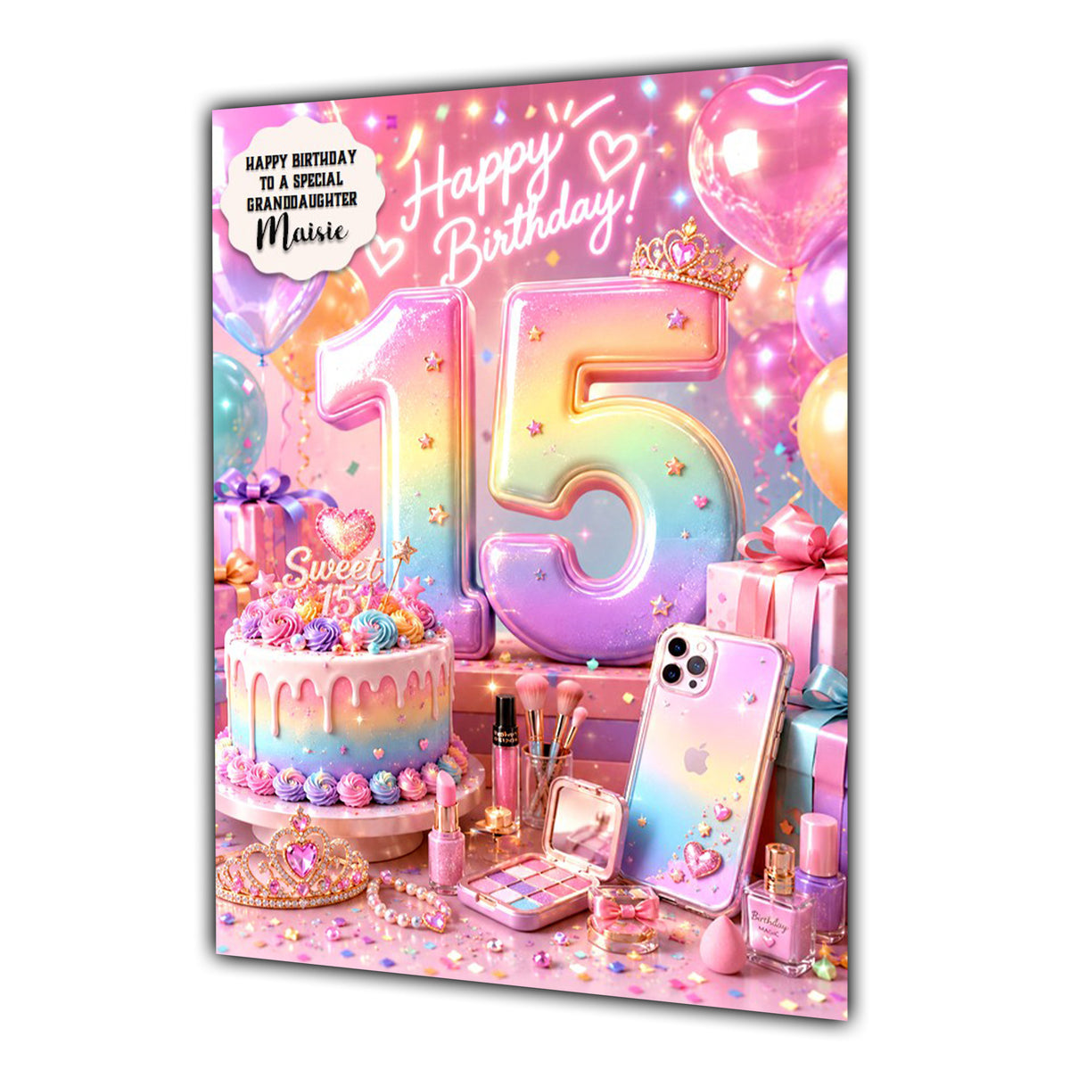 15th Birthday Card Girls Make Up Granddaughter Daughter Large A5 Size
