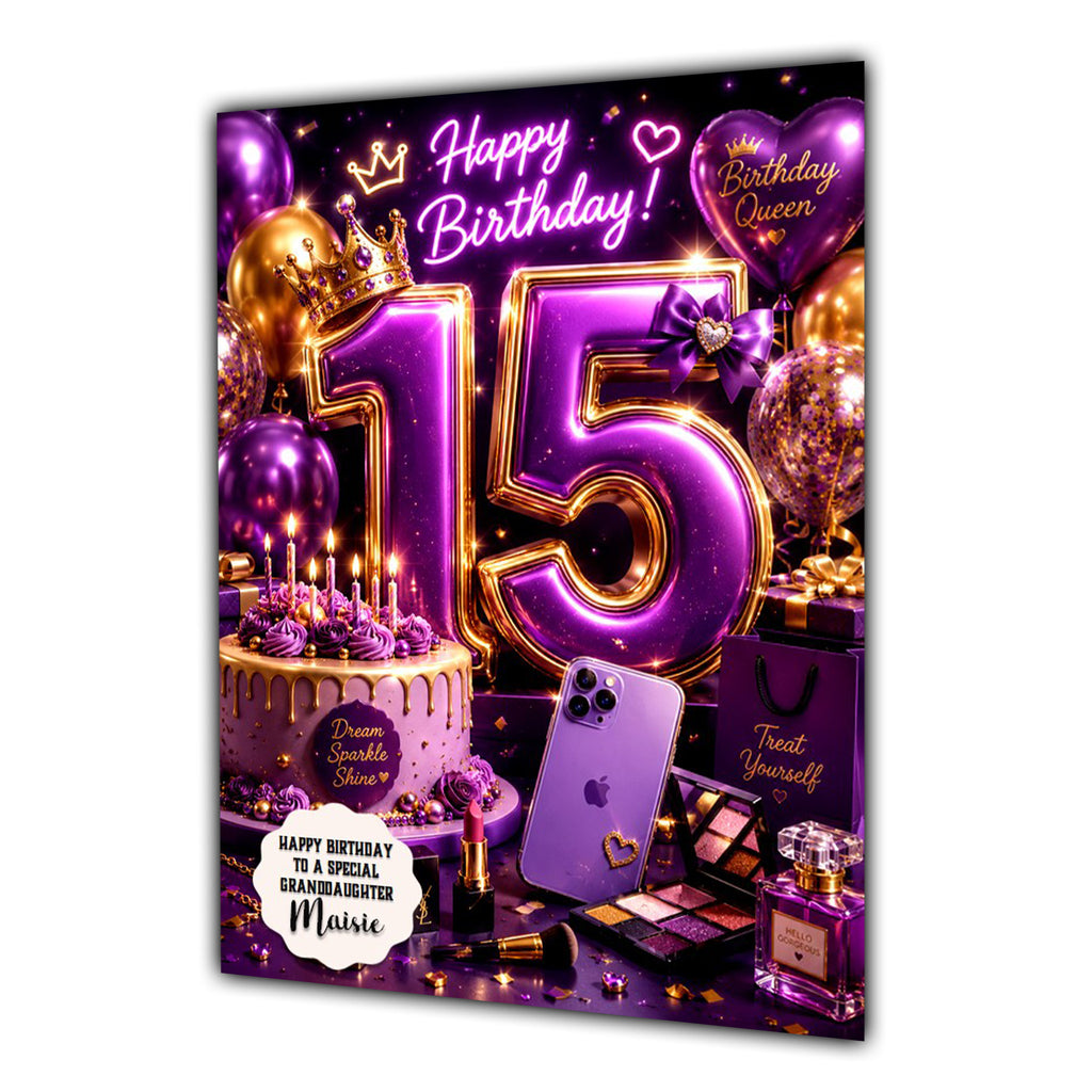 15th Birthday Card Girls Mobile Phone Granddaughter Daughter Large A5 Size