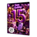 15th Birthday Card Girls Mobile Phone Granddaughter Daughter Large A5 Size