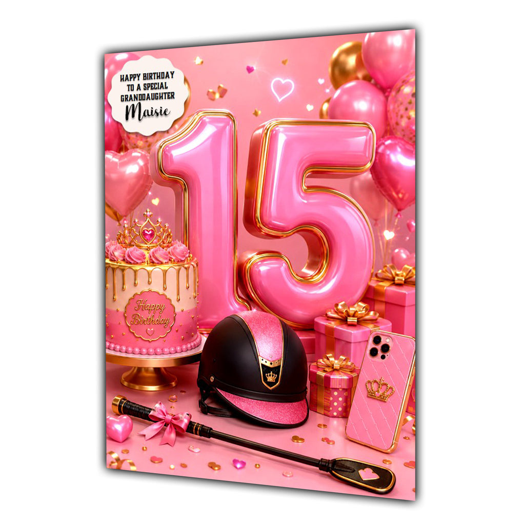 15th Birthday Card For Girls, Daughter, Granddaughter, Niece, Horse Riding Girl, Teenager,