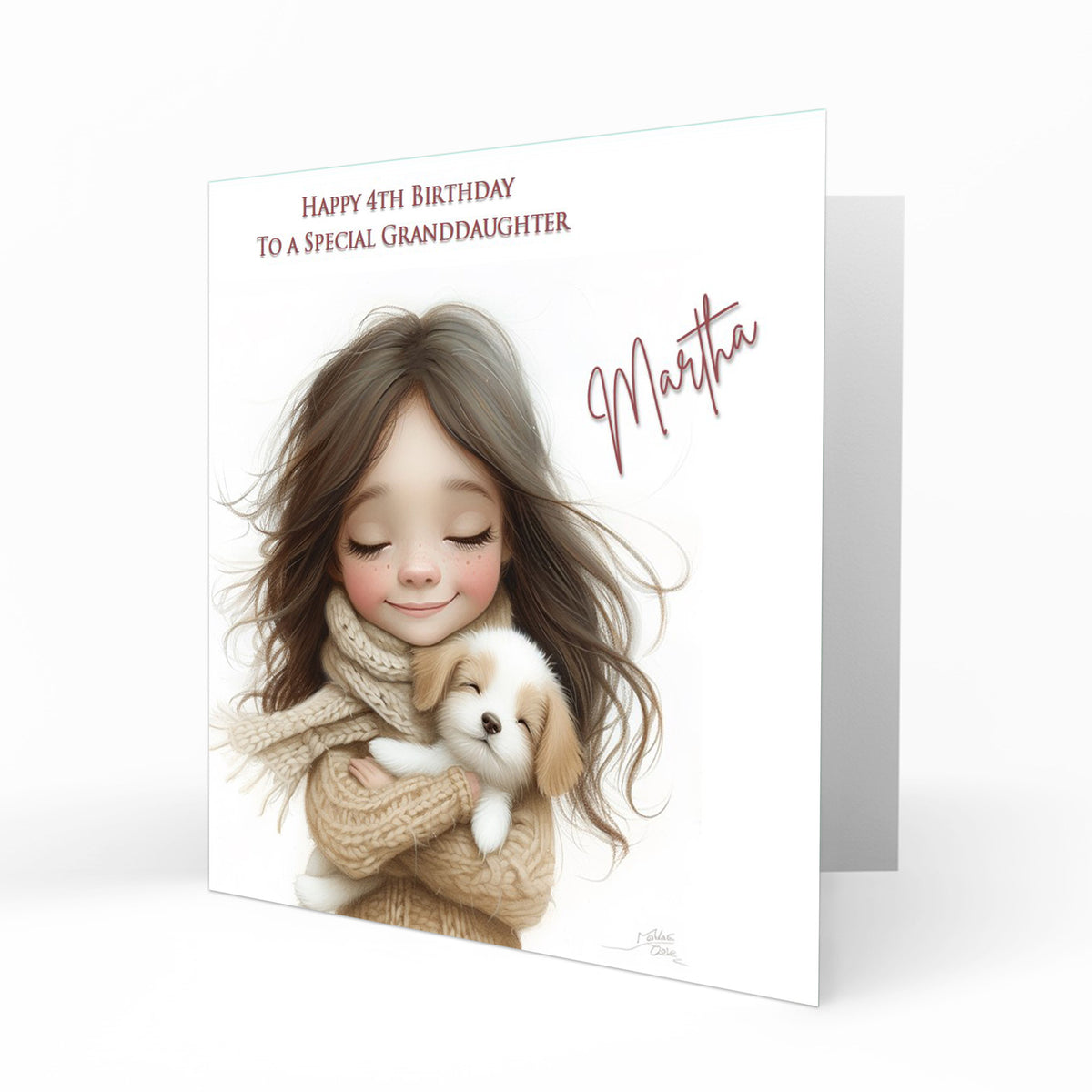 Personalised Birthday Card for Girls - Girl with a Puppy