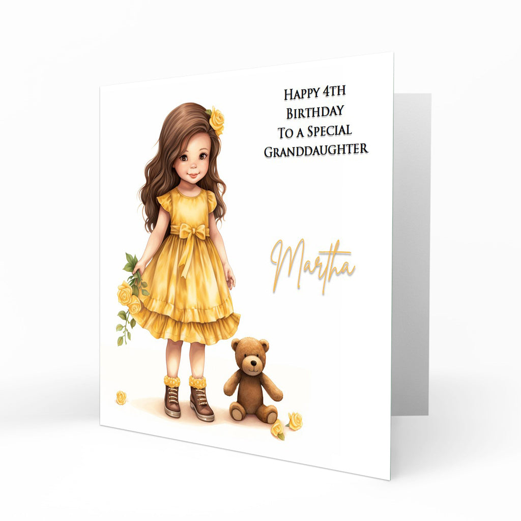 Personalised Girls Birthday Card, 1st, 2nd, 3rd, 4th, 5th, Daughter, Granddaughter, Sister, Niece, Little Girl, Teddy, Doll