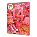 14th Birthday Card Girls Trainer Granddaughter Daughter Niece Large A5 Size