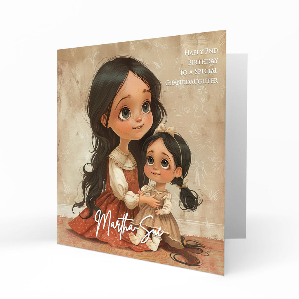 Personalised Birthday Card for Girls - Girl with a Doll