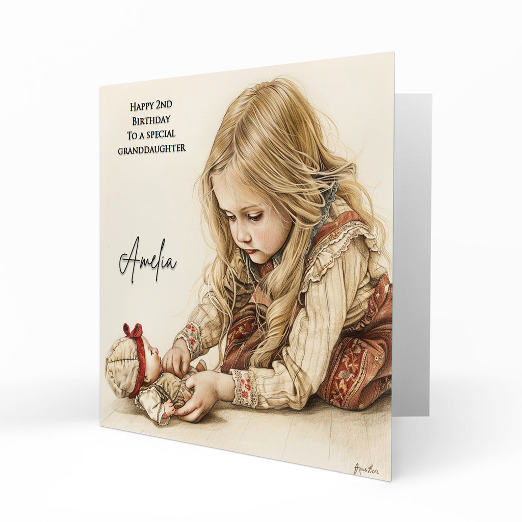 Personalised Girls Birthday Card, 1st, 2nd, 3rd, 4th, 5th, Daughter, Granddaughter, Sister, Niece, Little Girl, Princess, Doll, Teddy