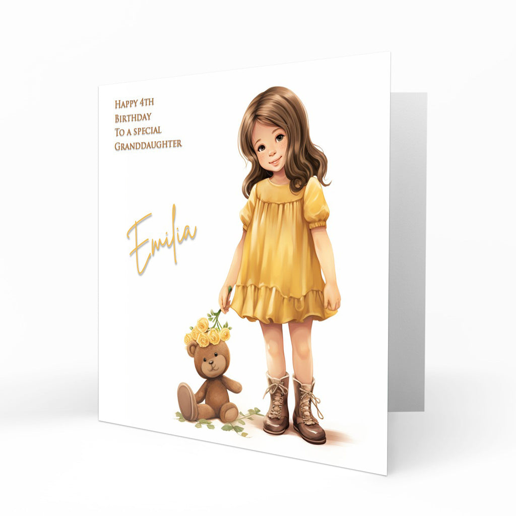 Personalised Girls Birthday Card, 1st, 2nd, 3rd, 4th, 5th, Daughter, Granddaughter, Sister, Niece, Little Girl, Princess, Doll, Teddy