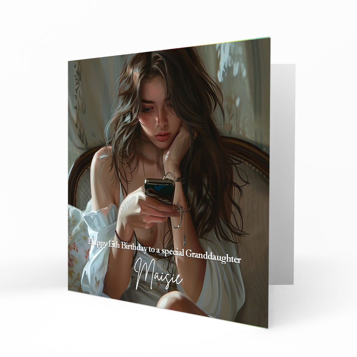 Personalised 18th Birthday Card - Girl Using a Phone