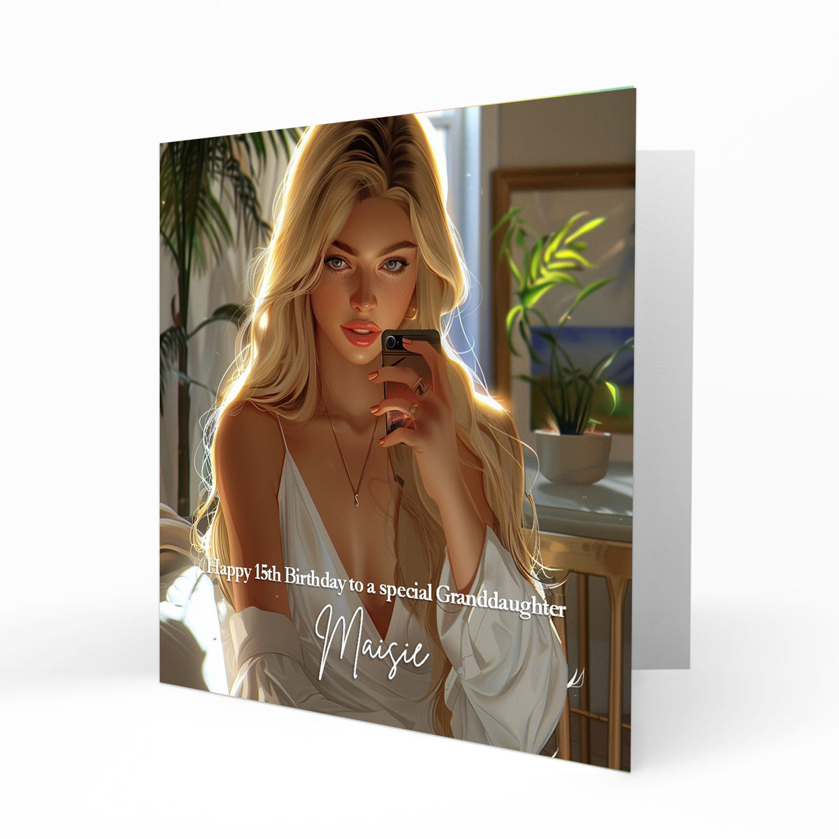 Personalised Birthday Card for Girls Teenager, Daughter, Granddaughter, Sister, Niece, Girl on Mobile, Selfie 11th, 12th, 13th, 14th, 15th, 16th, 17th, 18th, 19th