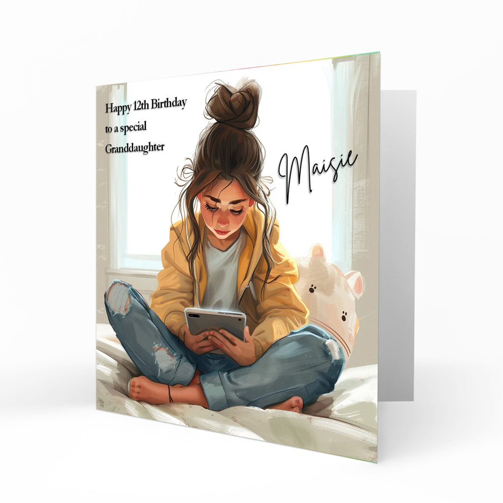 Personalised Birthday Card for Girls Teenager, Daughter, Granddaughter, Sister, Niece, Girl on Mobile, Selfie 11th, 12th, 13th, 14th, 15th, 16th, 17th, 18th, 19th