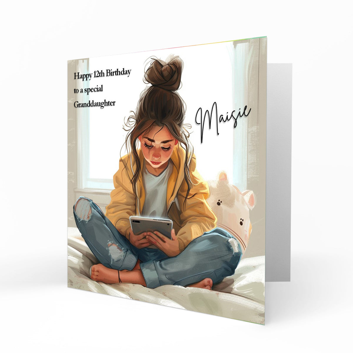 Personalised Birthday Card for Girls Teenager, Daughter, Granddaughter, Sister, Niece, Girl on Mobile, Selfie 11th, 12th, 13th, 14th, 15th, 16th, 17th, 18th, 19th
