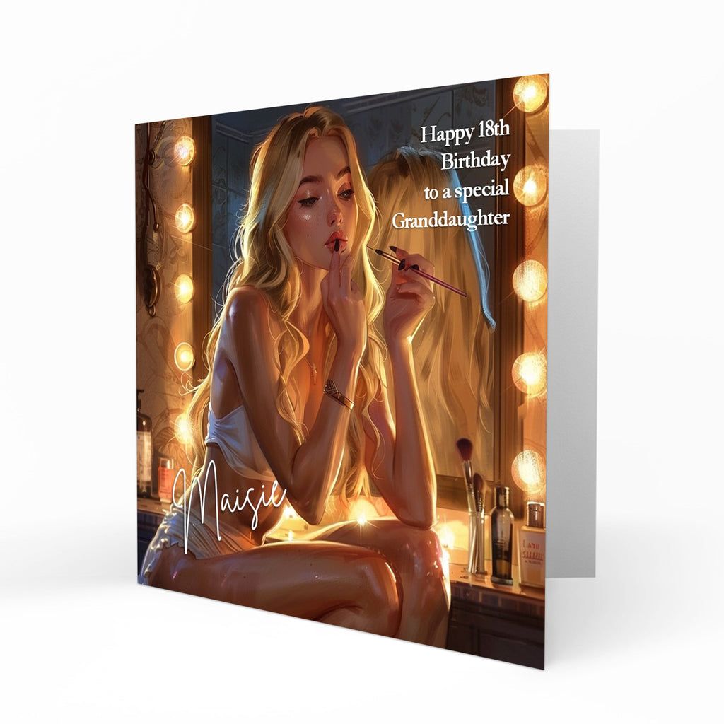 Personalised Birthday Card for Girls - Girl Applying Makeup