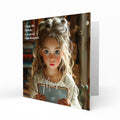 Personalised Birthday Card for Girls - Girl Using a Tablet