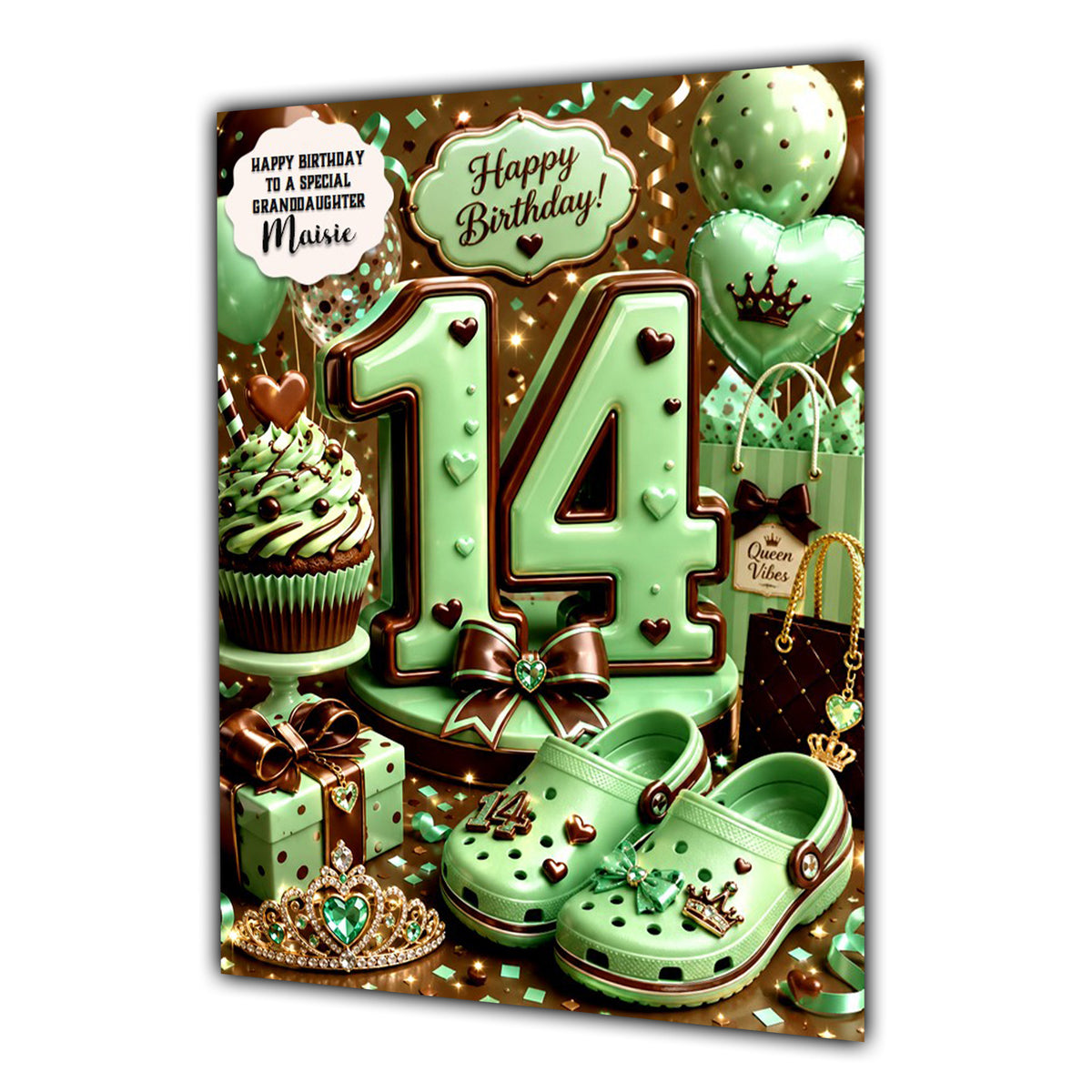 14th Birthday Card For Girls, Daughter, Granddaughter, Niece, Shoes Girl, Teenager,