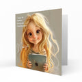 Personalised Birthday Card for Girls Daughter, Granddaughter, Sister, Niece, Girl Playing on a Tablet Mobile Phone, 1st, 2nd, 3rd, 4th, 5th, 6th, 7th, 8th, 9th, 10th