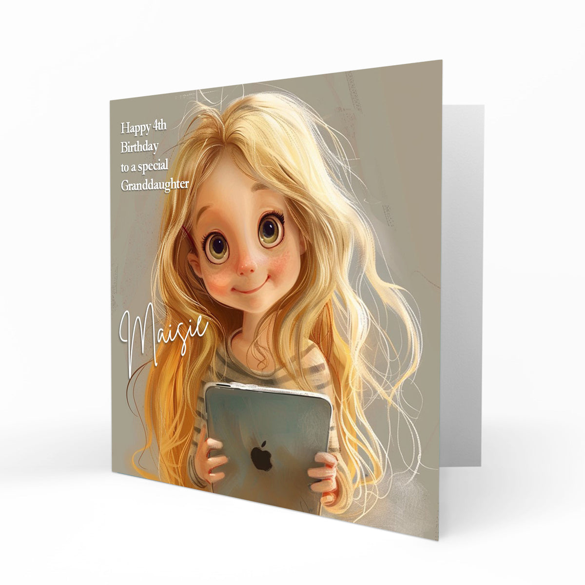 Personalised Birthday Card for Girls Daughter, Granddaughter, Sister, Niece, Girl Playing on a Tablet Mobile Phone, 1st, 2nd, 3rd, 4th, 5th, 6th, 7th, 8th, 9th, 10th