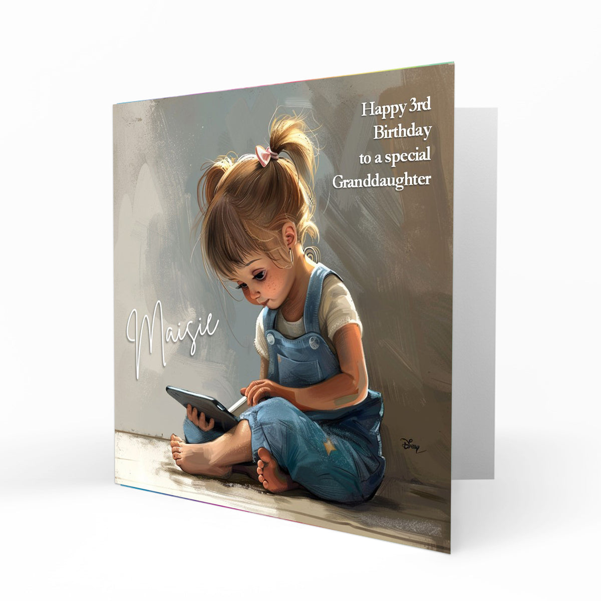 Personalised Birthday Card for Girls - Girl Using a Tablet