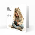 Personalised Birthday Card for Girls - Girl Using a Tablet