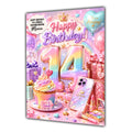 14th Birthday Card Girls Cupcake Granddaughter Daughter Niece Large A5 Size