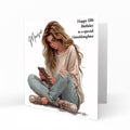 Personalised Birthday Card for Girls - Girl Using a Mobile Phone