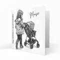 Personalised Birthday Card for Girls - Girl with a Doll and Pram