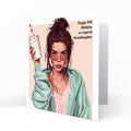 Personalised Birthday Card for Girls - Girl with a Takeaway Drink