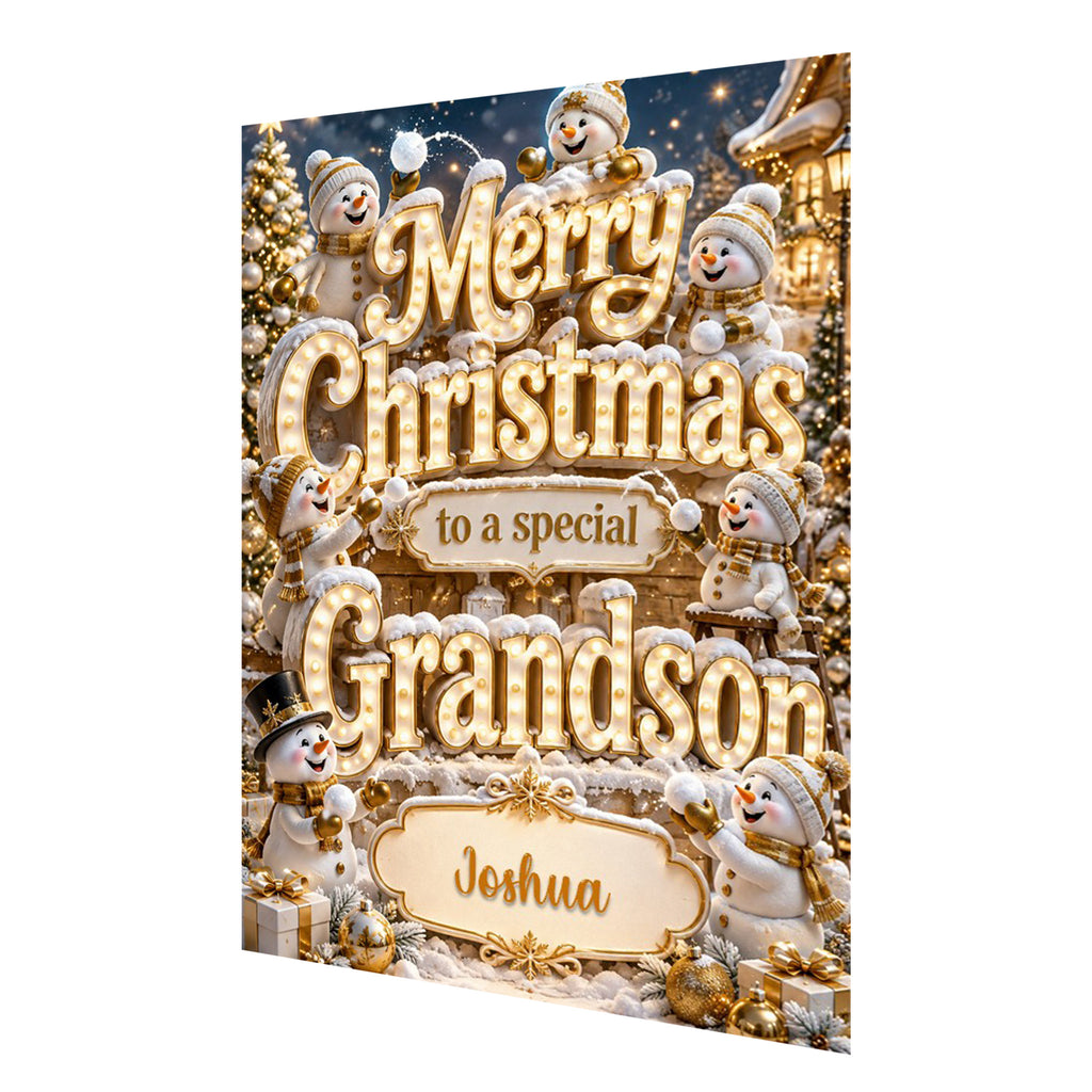Personalised Christmas Card - Gold Snowmen
