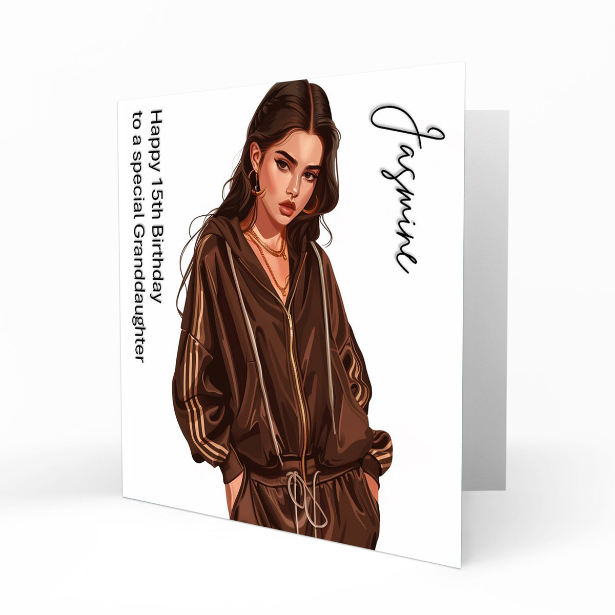 Personalised Birthday Card for Girls - Girl in a Tracksuit