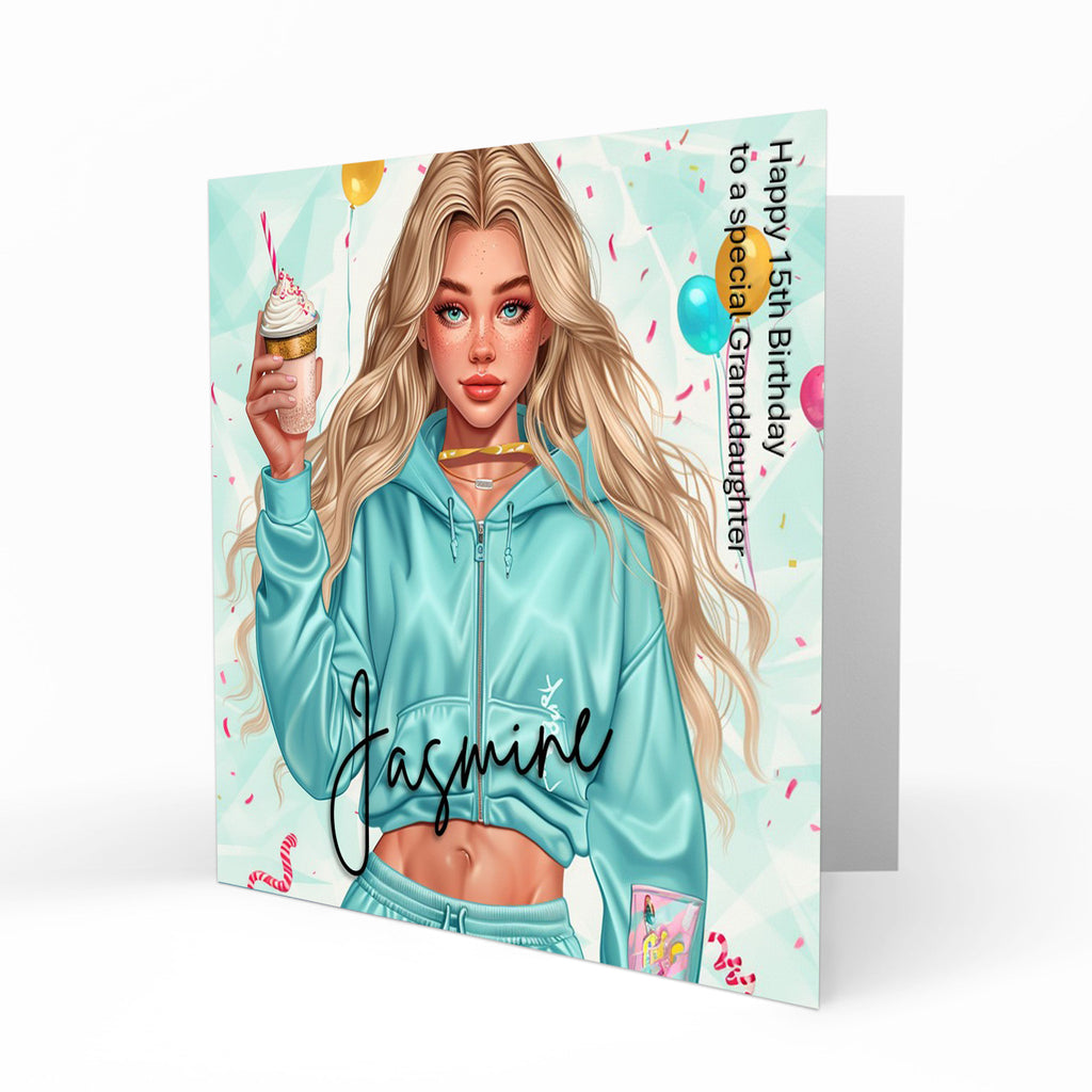 Personalised Birthday Card - Girl in a Tracksuit