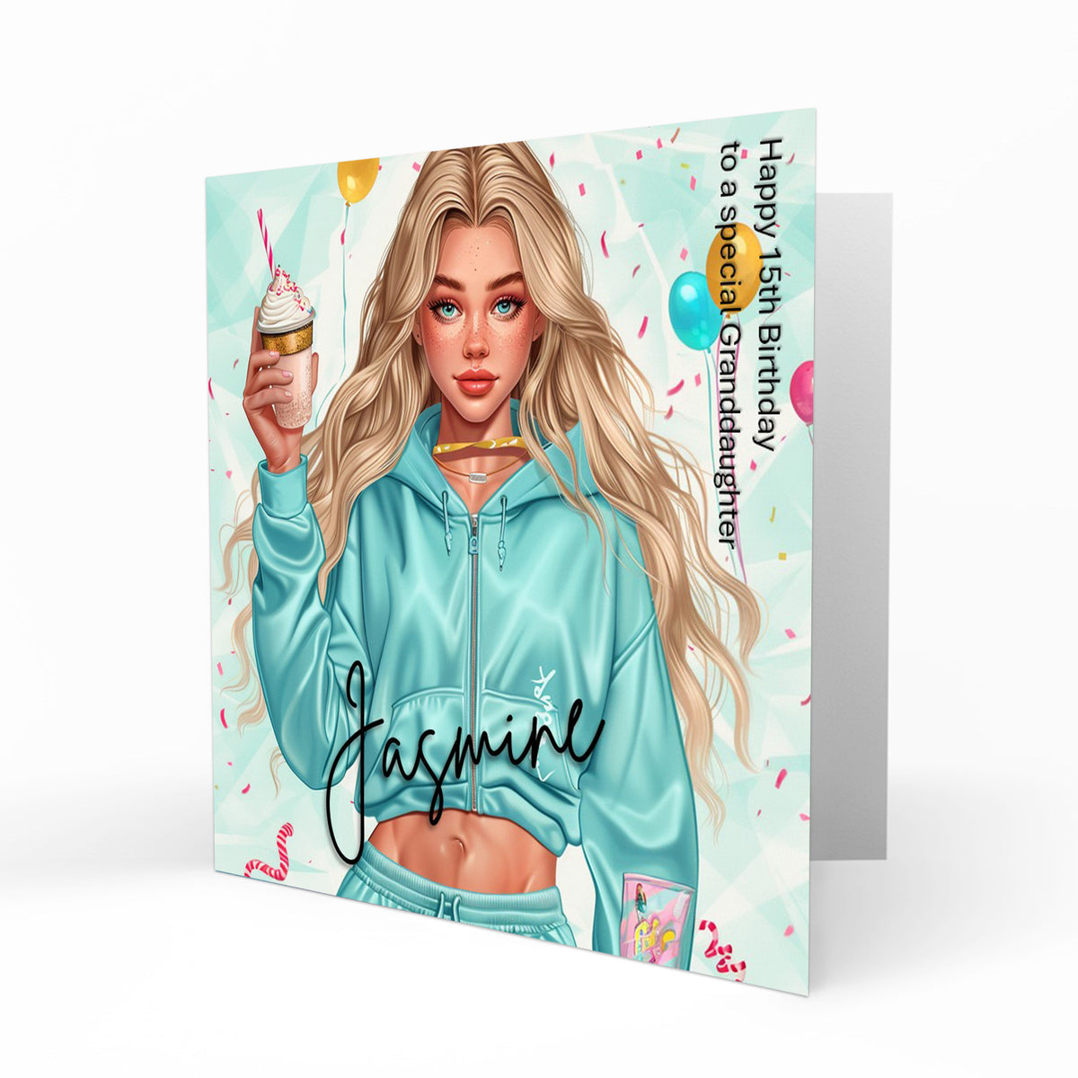 Personalised Birthday Card - Girl in a Tracksuit