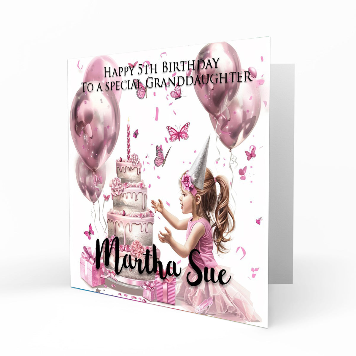 Personalised Birthday Card for Little Girls, 2nd, 3rd, 4th, 5th, 6th, Daughter, Granddaughter, Sister, Niece, Friend, Butterfly