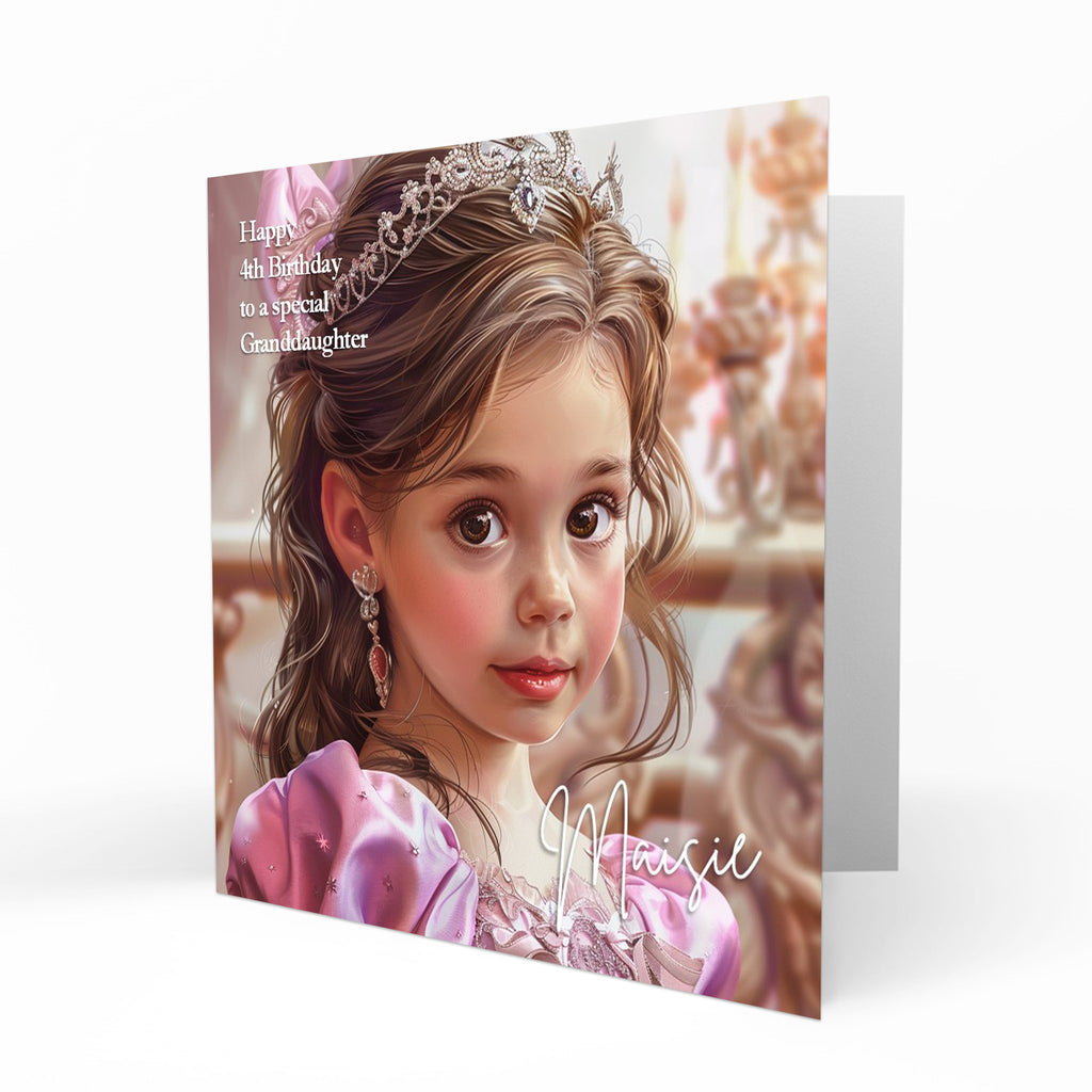 Personalised Birthday Card - Princess in a Pink Dress