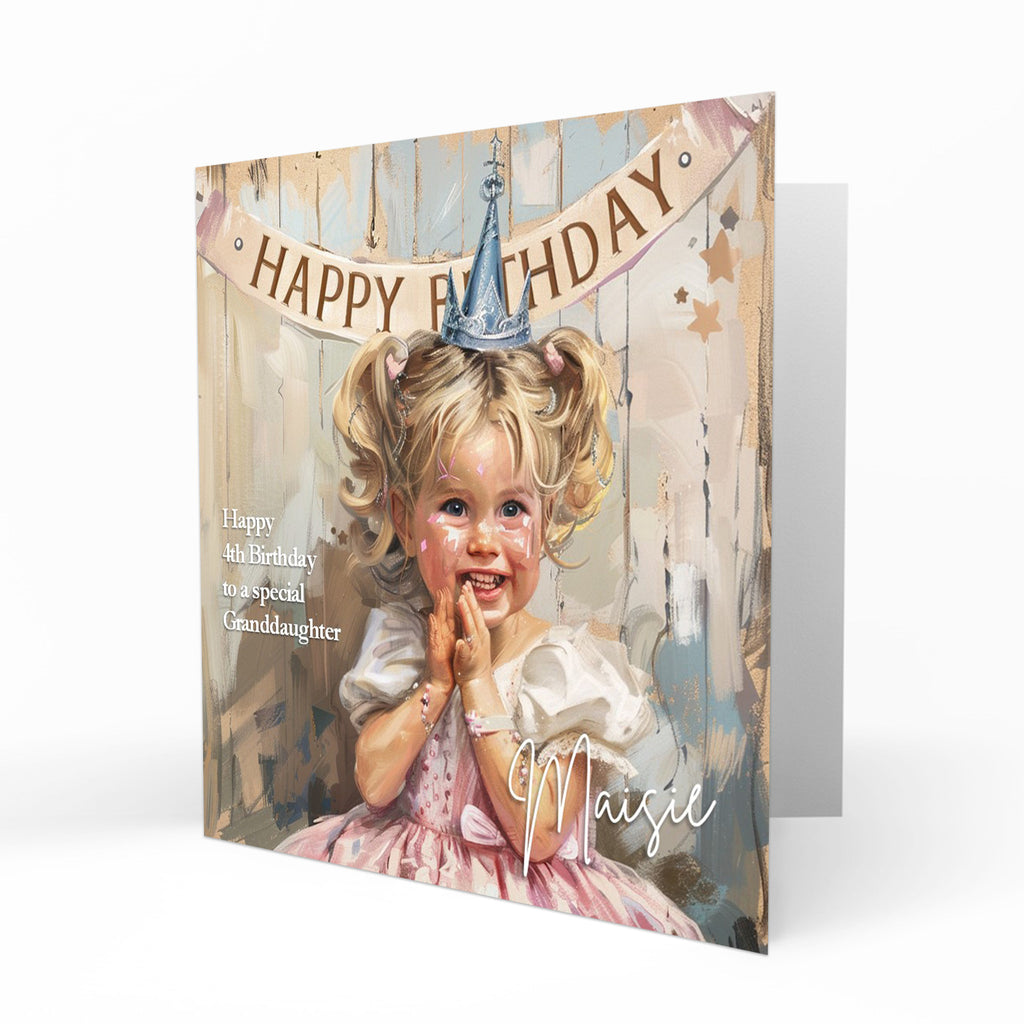 Personalised Birthday Card - Princess in a Pink Dress