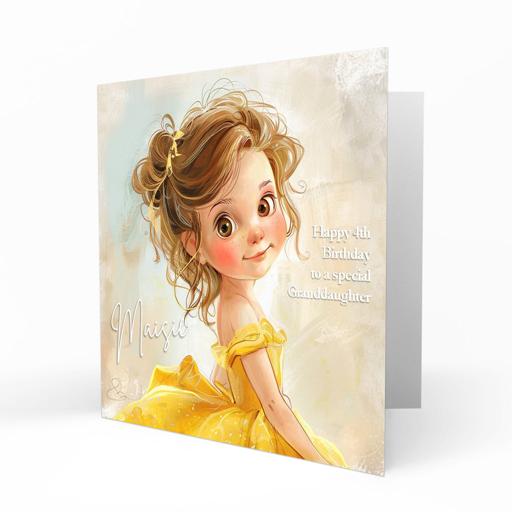 Personalised Birthday Card - Princess in a Yellow Dress