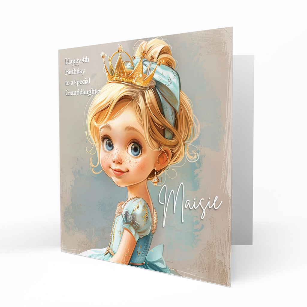 Personalised Birthday Card - Princess in a Blue Dress