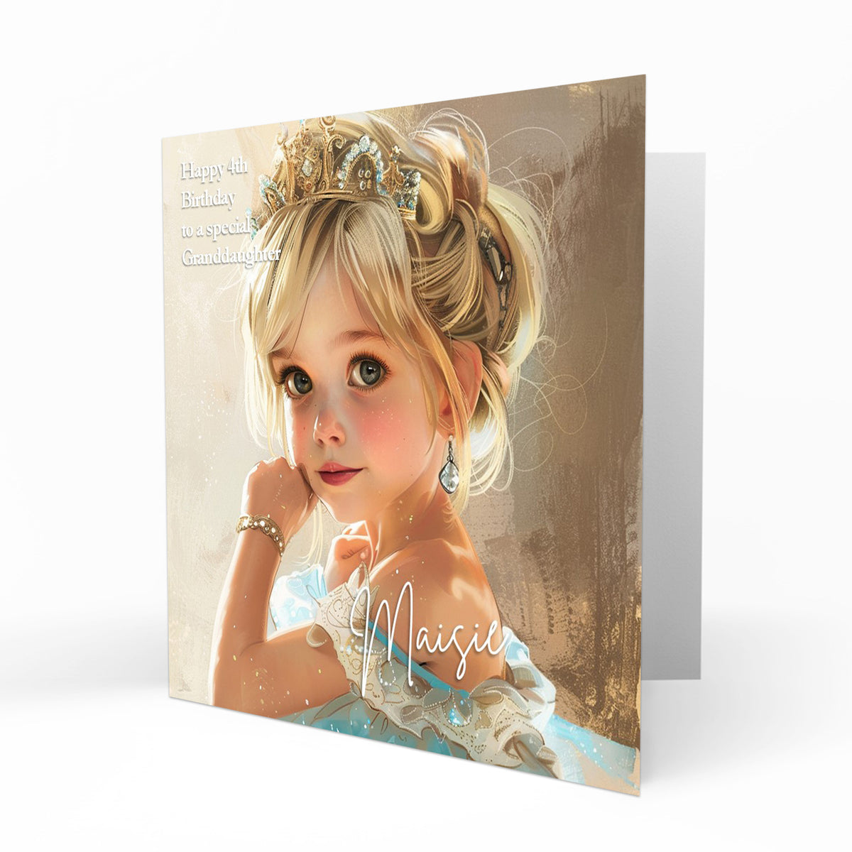 Personalised Birthday Card for Little Girls, 2nd, 3rd, 4th, 5th, 6th, Daughter, Granddaughter, Sister, Niece, Friend, Princess Dress Up