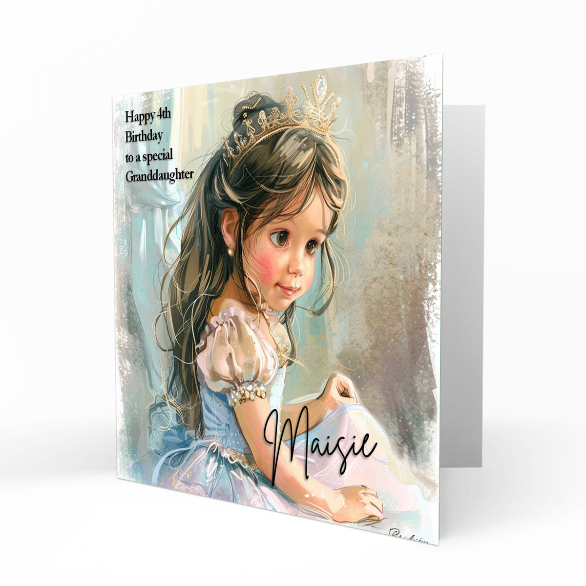 Personalised Birthday Card - Princess in a Blue Dress