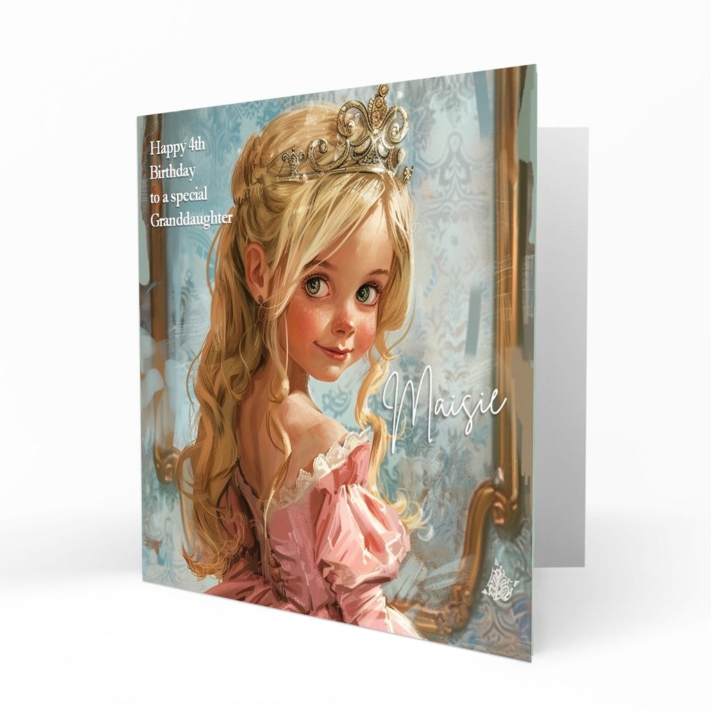 Personalised Birthday Card for Little Girls, 2nd, 3rd, 4th, 5th, 6th, Daughter, Granddaughter, Sister, Niece, Friend, Princess Dress Up