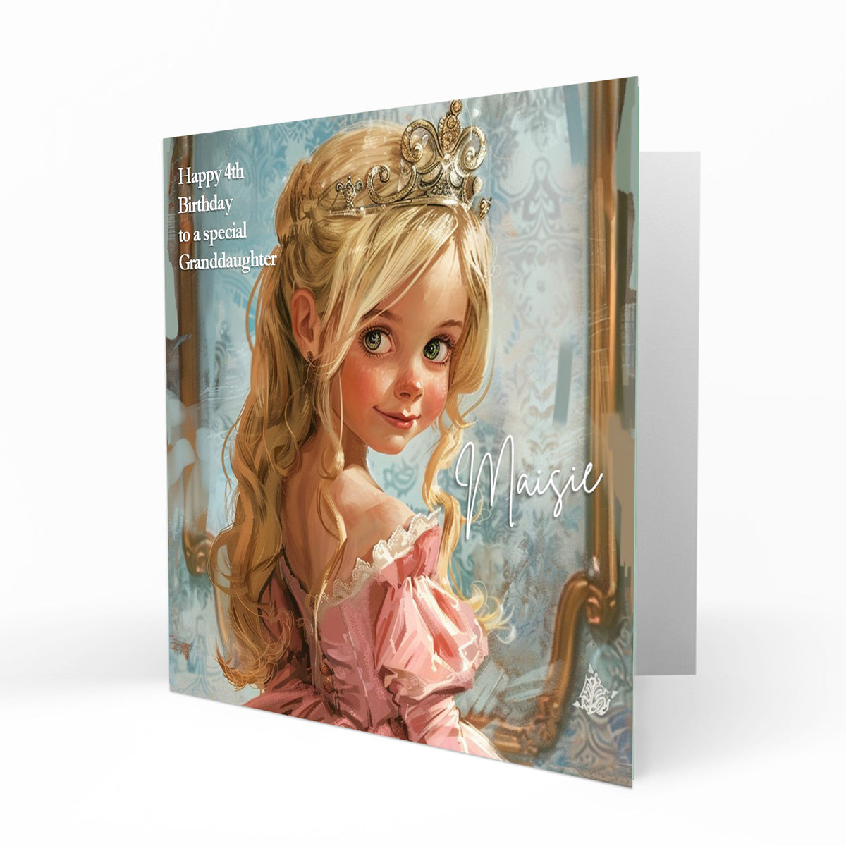 Personalised Birthday Card for Little Girls, 2nd, 3rd, 4th, 5th, 6th, Daughter, Granddaughter, Sister, Niece, Friend, Princess Dress Up