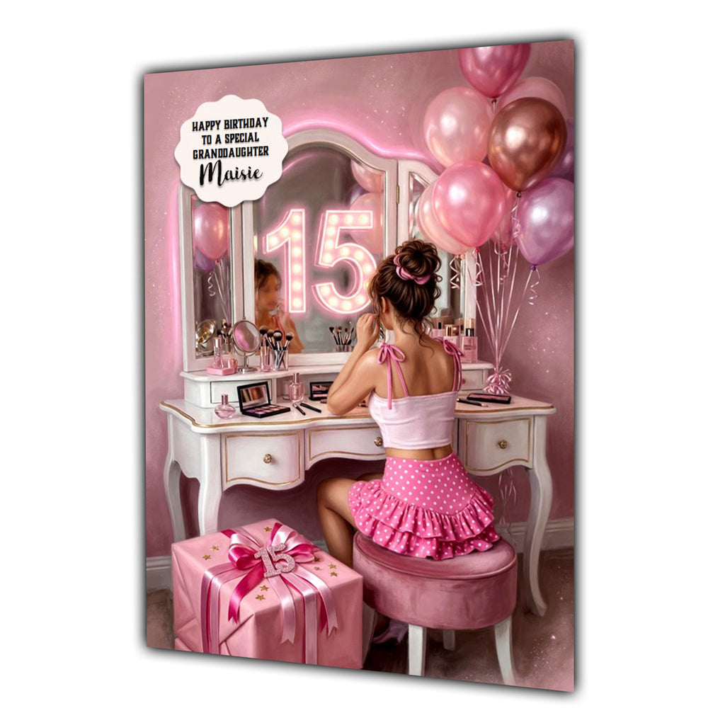 15th Birthday Card Girl Granddaughter Daughter RaRa Skirt Large A5 Size