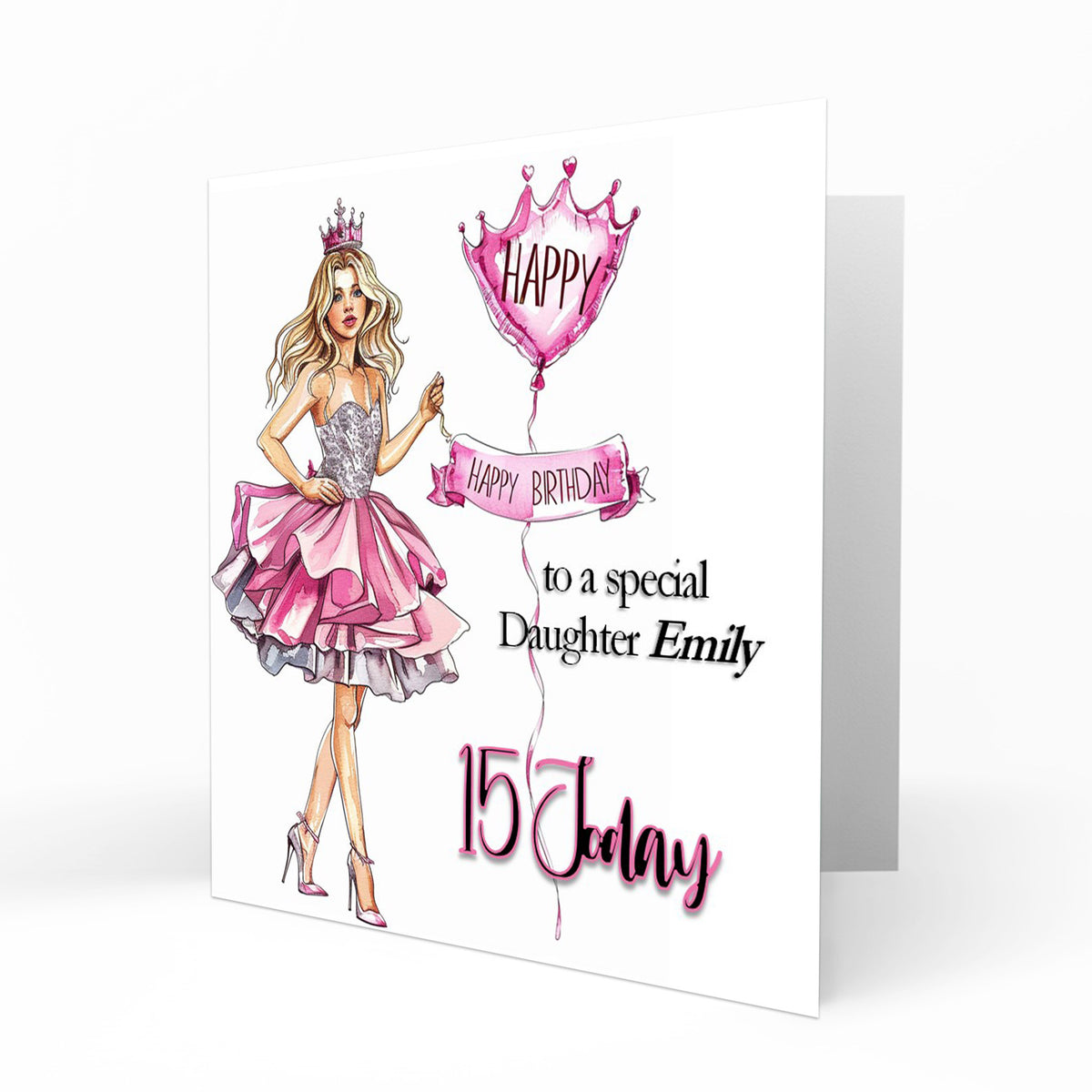 Personalised Birthday Card - Party Dress and Birthday Balloon