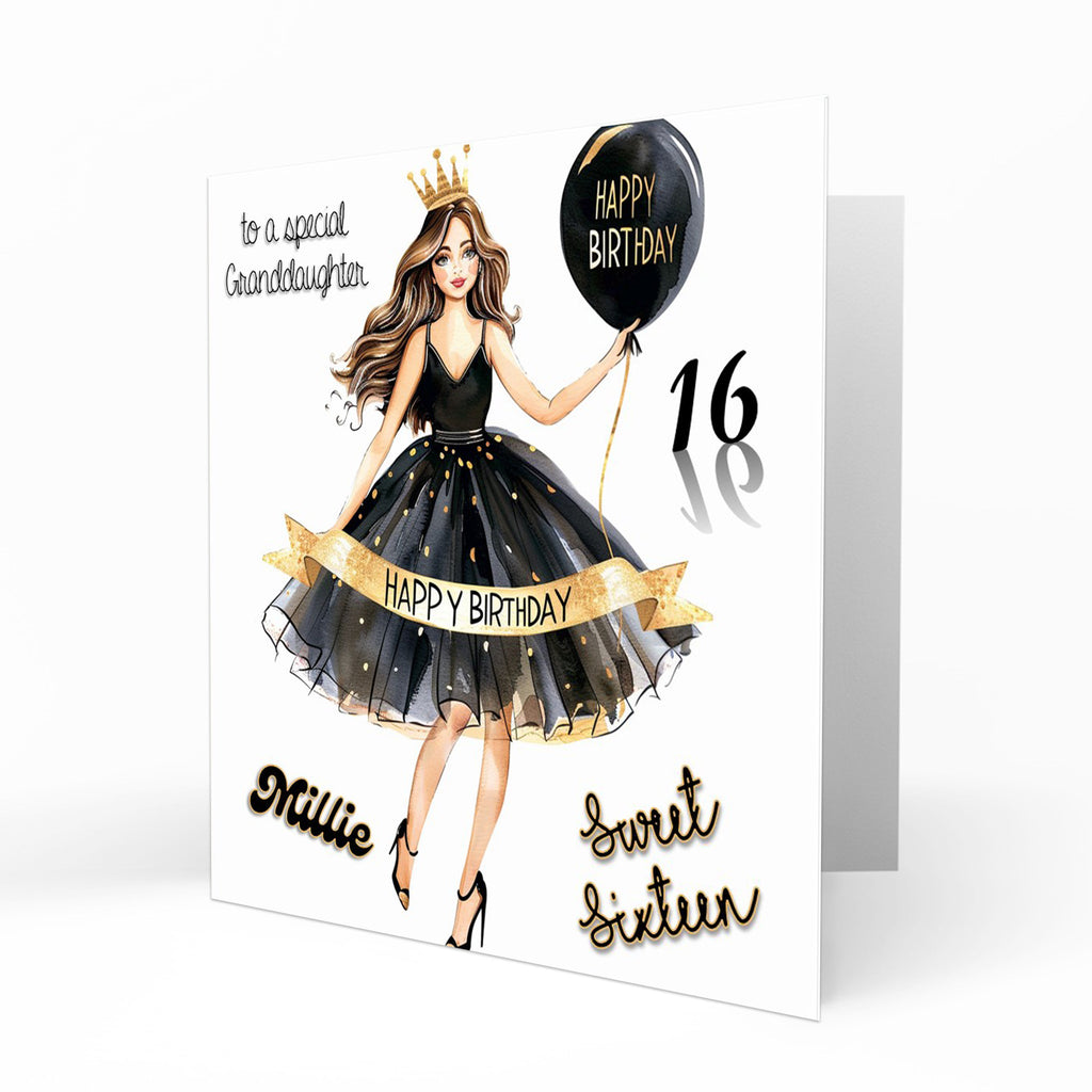Personalised Birthday Card - Party Dress and Birthday Balloon