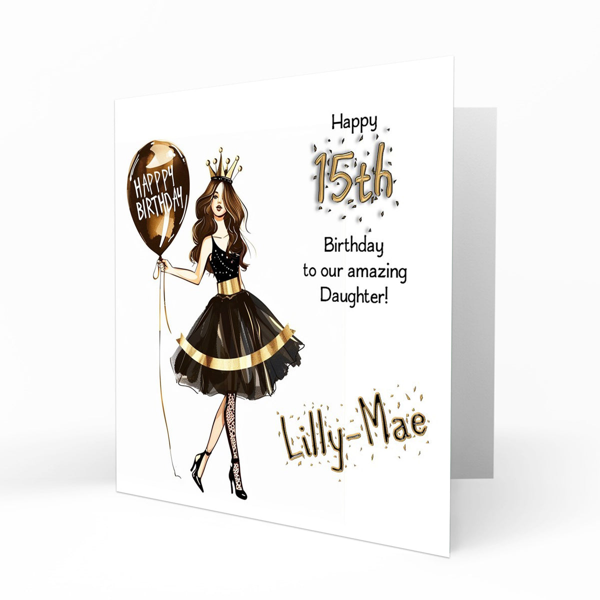 Personalised Birthday Card - Party Dress and Birthday Balloon