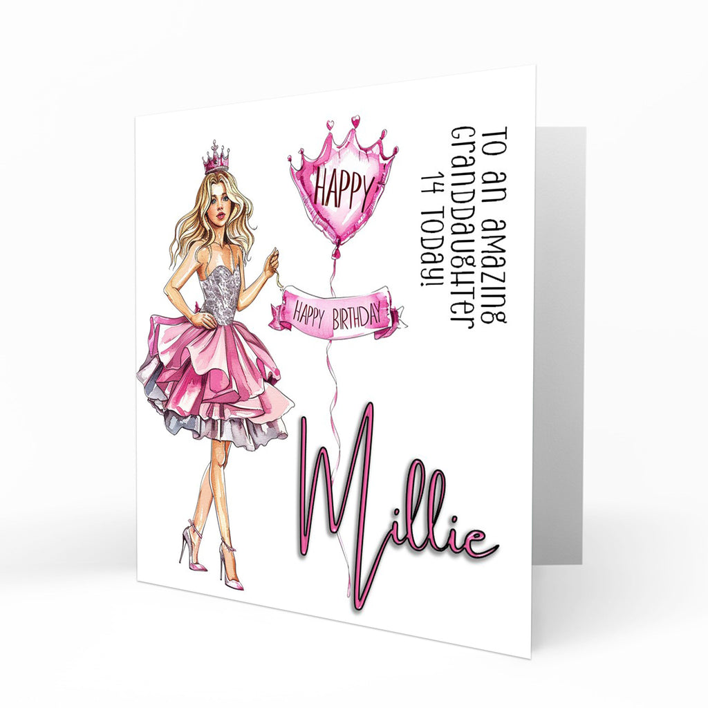 Personalised Birthday Card - Party Dress and Birthday Balloon