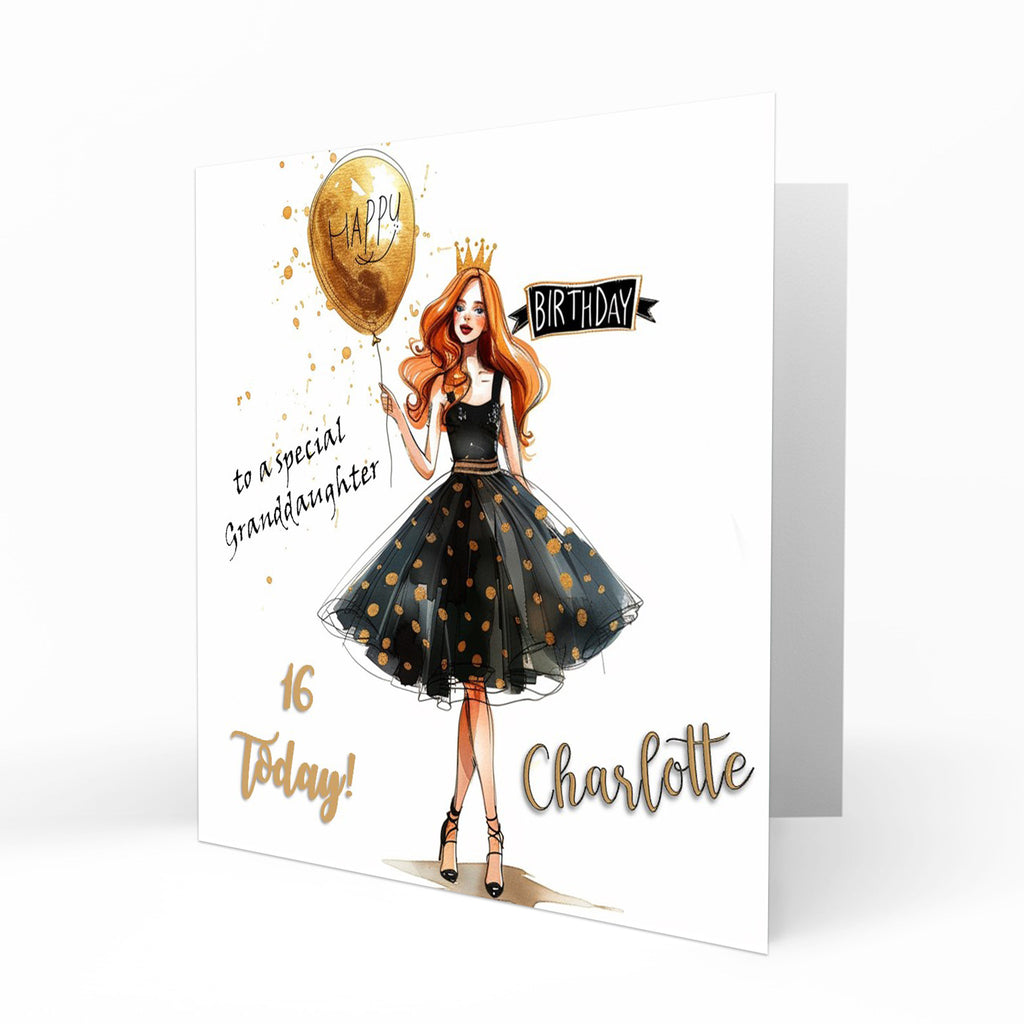 Personalised Birthday Card - Party Dress and Birthday Balloon